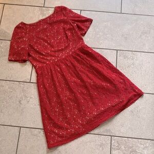 Adrianna Papell Red Lace Dress